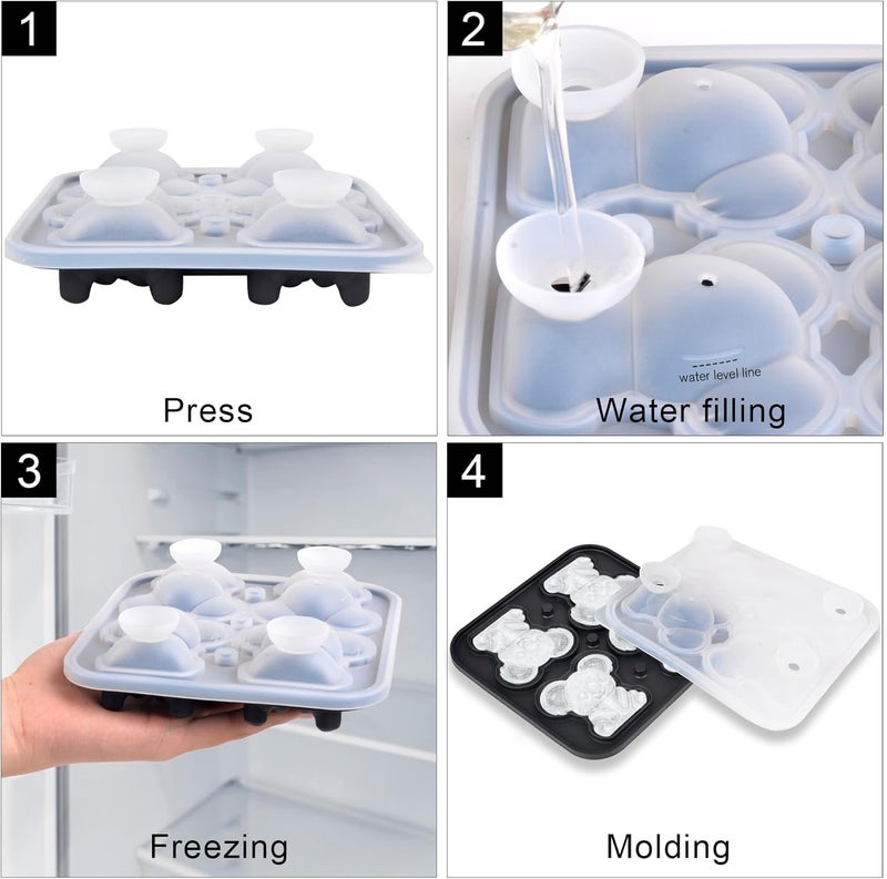 Nerien Koala Ice Cube Tray Mold - 3D Koala Shape Ice Cube Trays, Cute Ice Cube Molds for Whiskey Bourbon, 4-Hole Large Fun Shapes Ice Cube Trays, Funny Koala Gifts for Koala Animal Lovers Women Men - Image 4